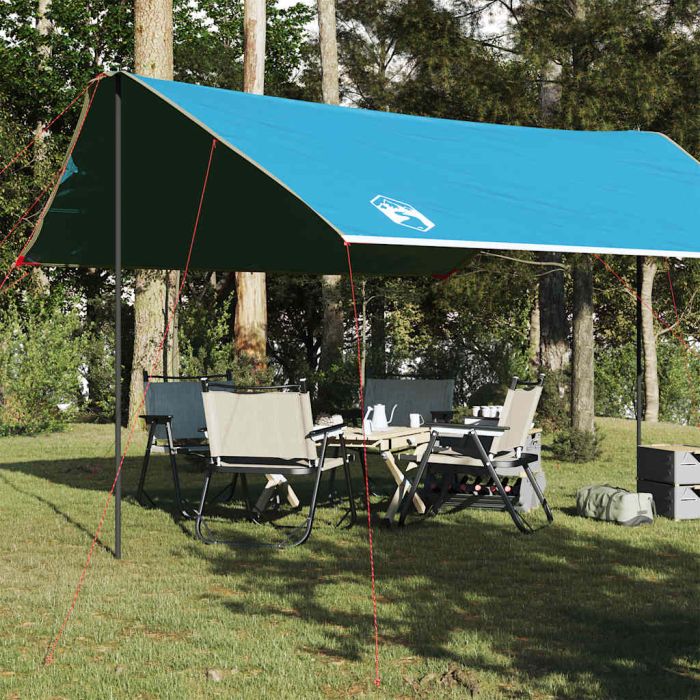 Camping Tarp Blue 460x305x210 cm Waterproof - vid-94689