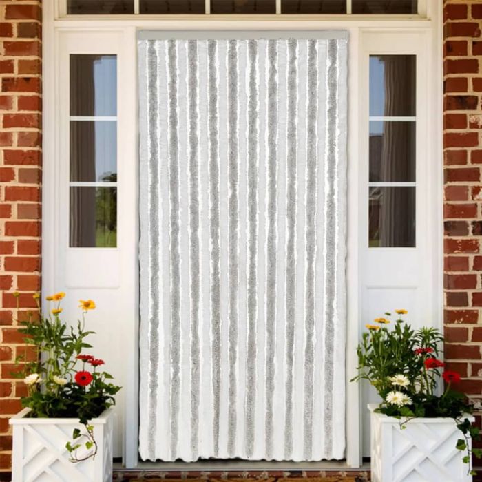 Fly Curtain Light Grey and White 100x220 cm Chenille