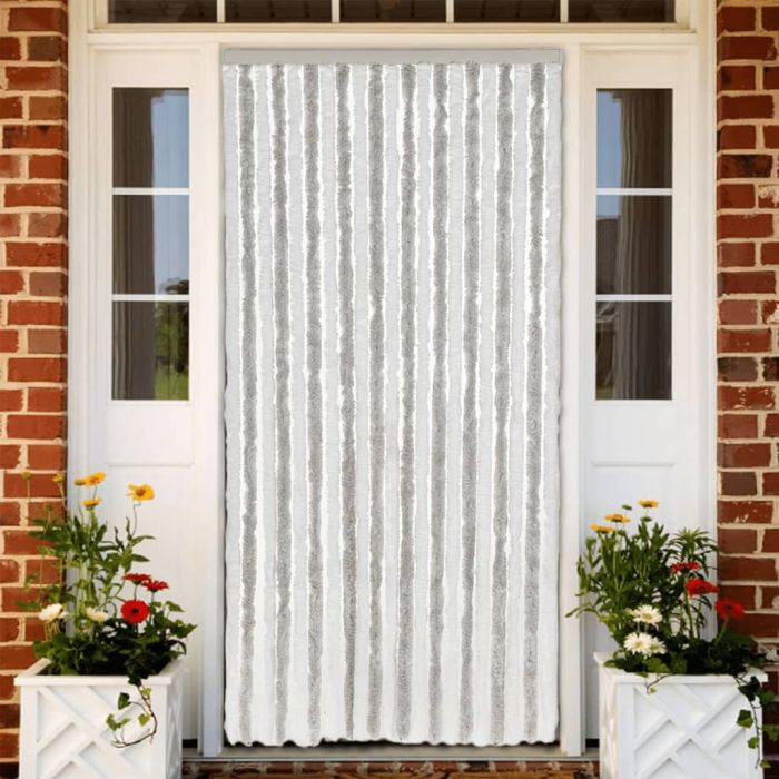 Fly Curtain Light Grey and White 100x230 cm Chenille