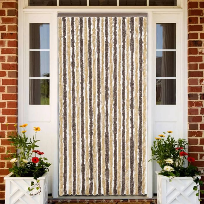 Fly Curtain Dark Brown and Beige 100x230 cm Chenille