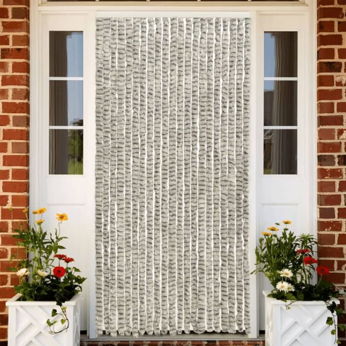 Fly Curtain Light Grey and Dark Grey 56x200 cm Chenille