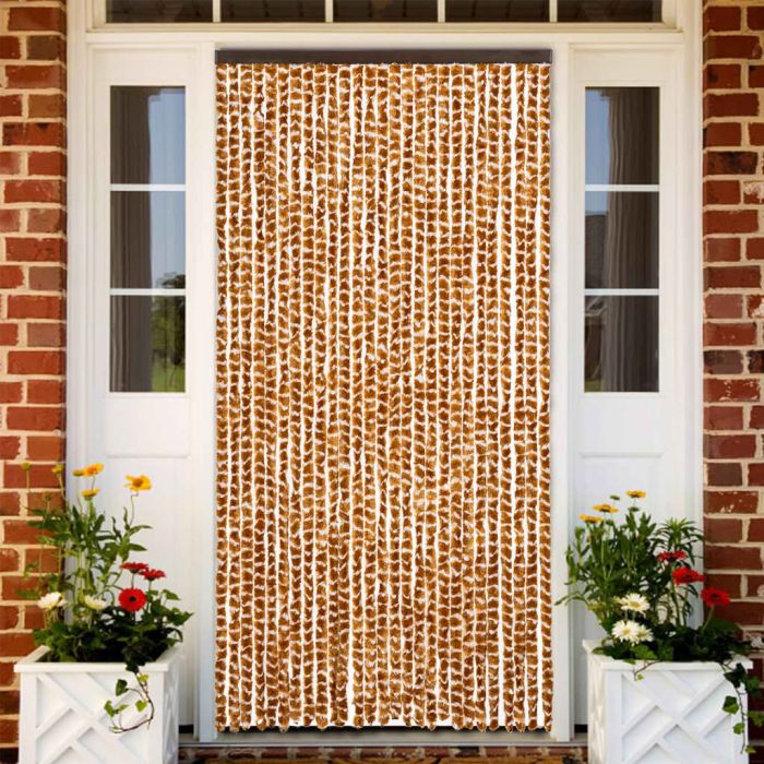 Fly Curtain Ochre and White 118x220 cm Chenille