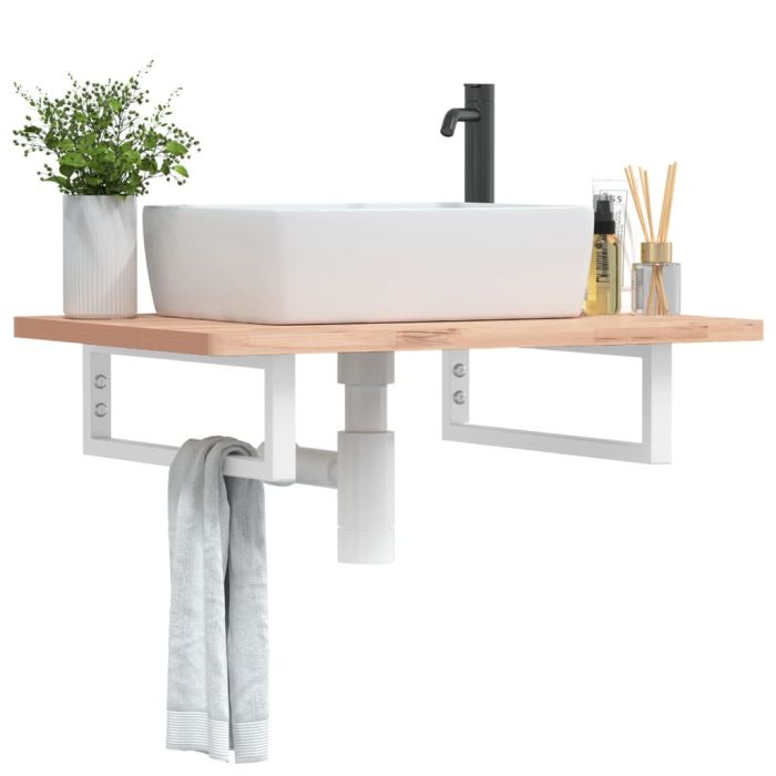 Shelf Brackets for Washbasin 2 pcs White Rectangular Steel - vid-4007264