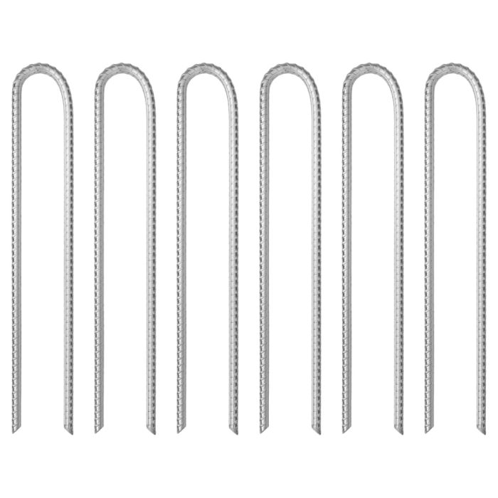 Tent Pegs 6 pcs U-shaped 37 cm 10 mm Galvanised Steel