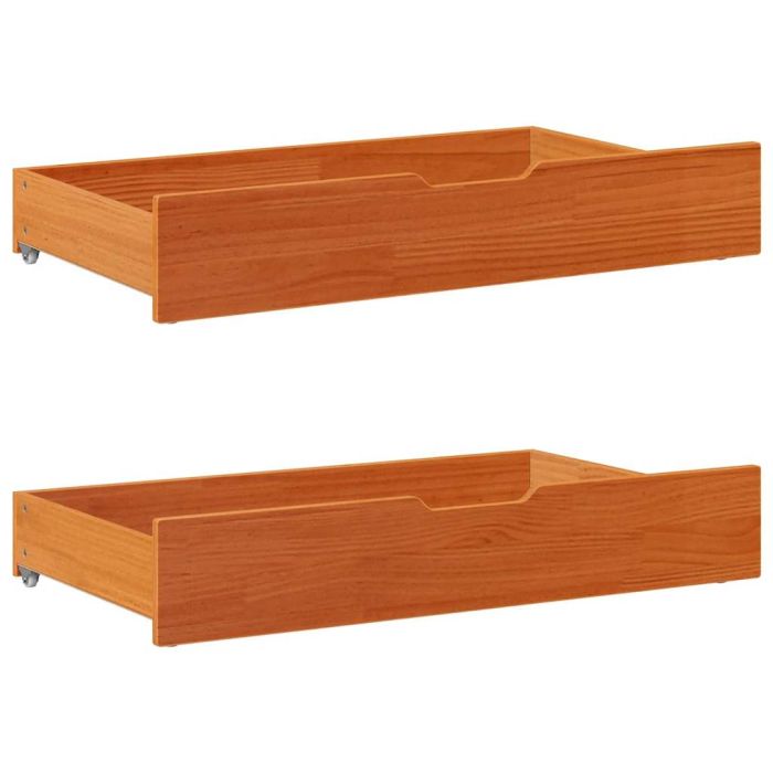 Under-Bed Drawers 2 pcs Wax Brown 90x55x17 cm Solid Wood Pine