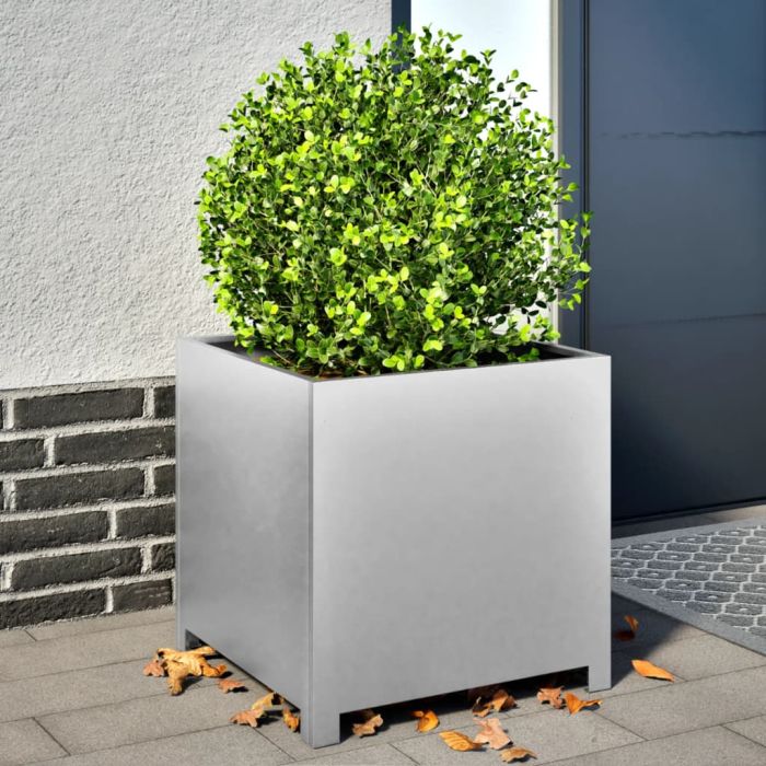 Garden Planter 50x50x50 cm Galvanised Steel - vid-851218