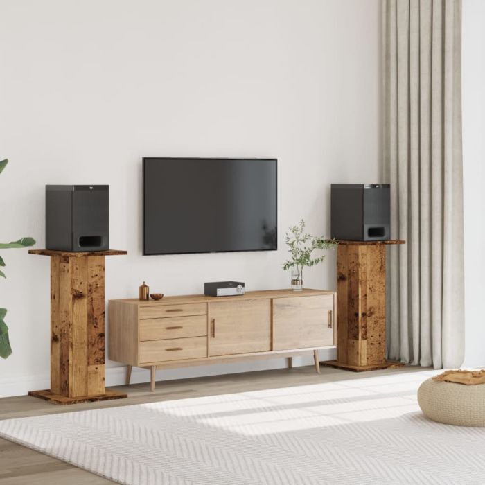 Speaker Stands 2 Pieces Old Wood 30x30x80 cm Engineered Wood