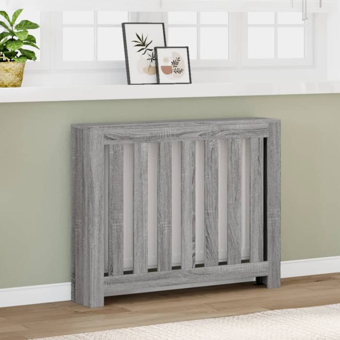 Radiator Cover Grey Sonoma 104x20x82 cm Engineered Wood - vid-852740