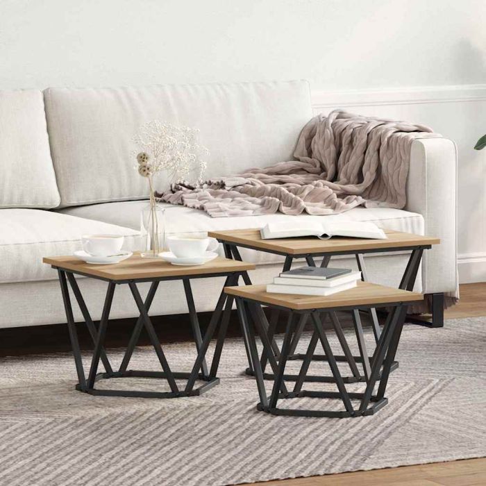Side Tables 3 pcs Artisan Oak Engineered Wood