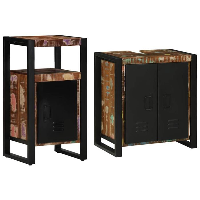 Bathroom Furniture Set 2 Pieces Brown Solid reclaimed wood