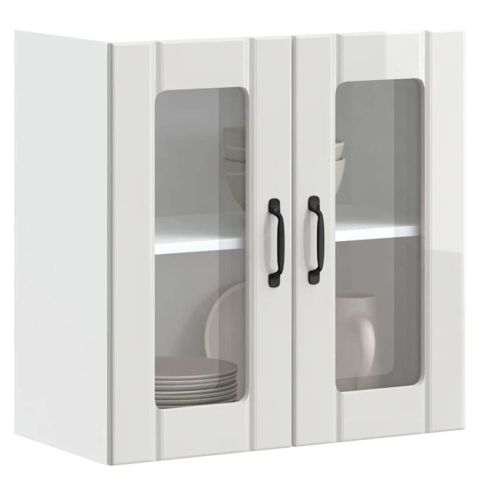 Kitchen Wall Cabinet with Glass Door Lucca High Gloss White Engineered Wood