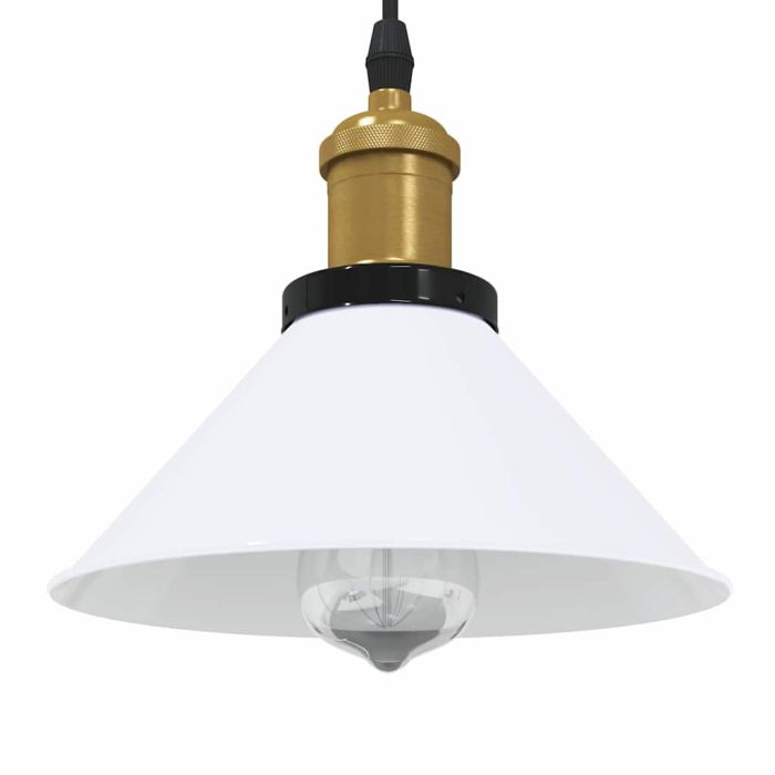 Pendant Lamp Height Adjustable E27 Gloss White  22 cm Metal