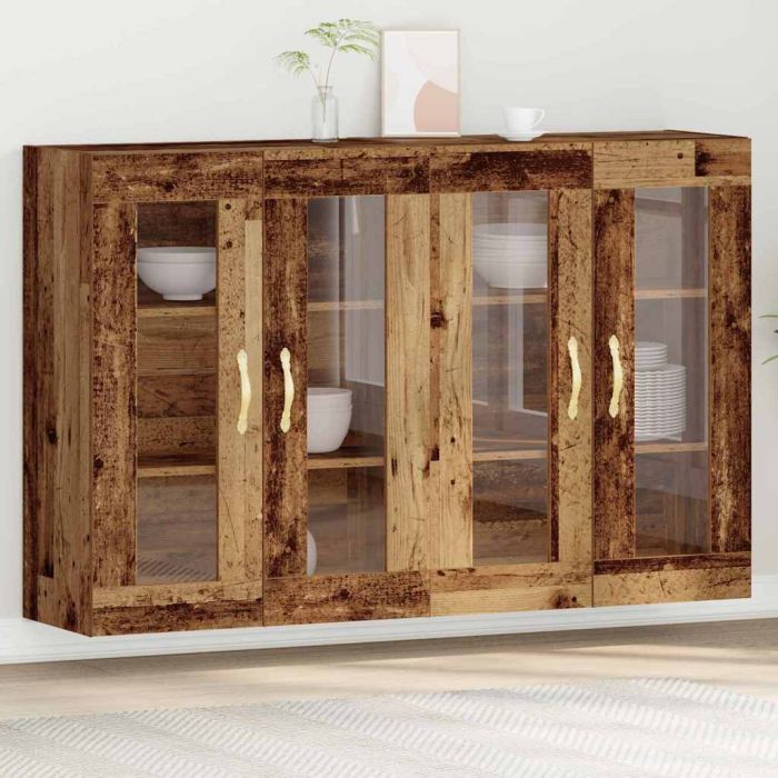 Wall Mounted Cabinets 2 pcs Old Wood 69,5x34x90 cm Engineered Wood