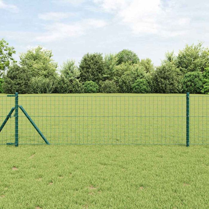 Fence Posts 7 pcs Green Diameter 32 mm 100 cm Galvanised Steel