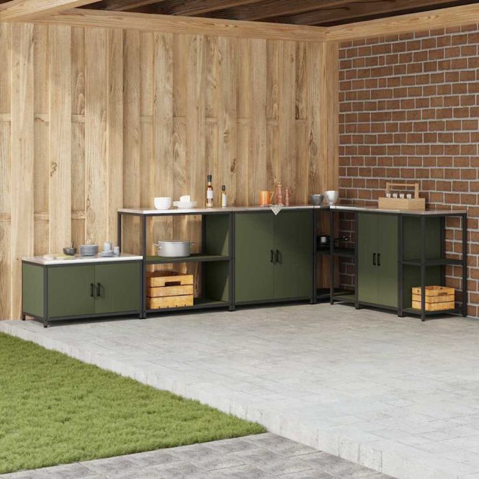 Kitchen Storage Shelf with Shelf with Storage Olive green Steel