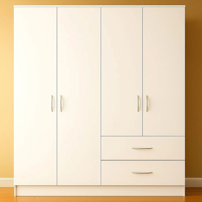 VIANNA 4 Door Wardrobe with 2 Drawers White - 160cm