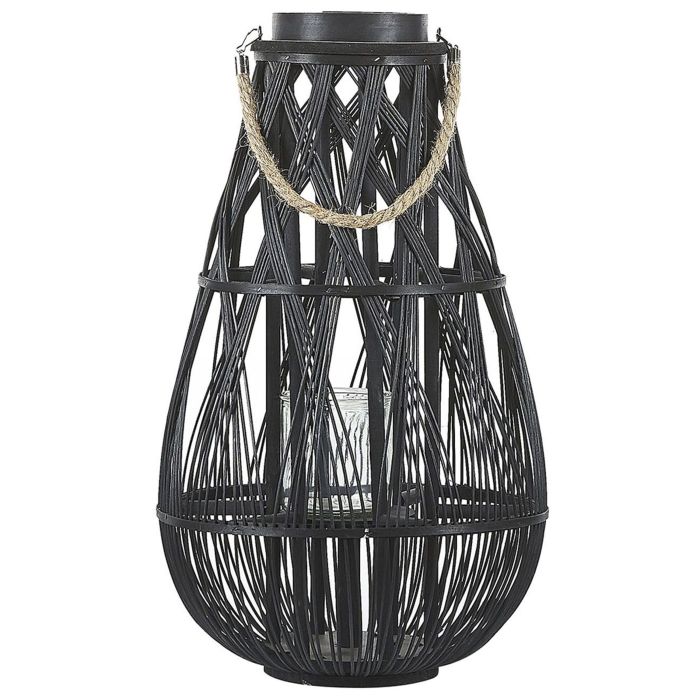 Wooden Candle Lantern 56 cm Black TONGA