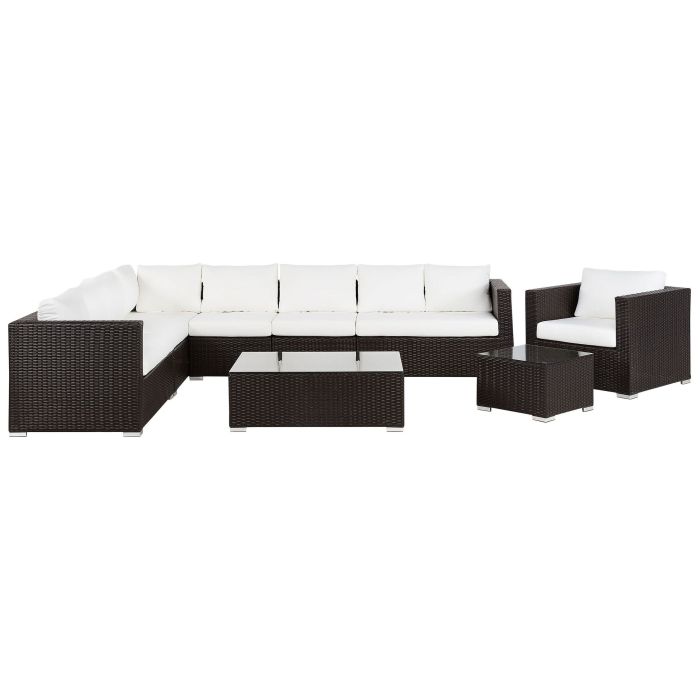8 Seater PE Rattan Modular Garden Lounge Set Brown XXL