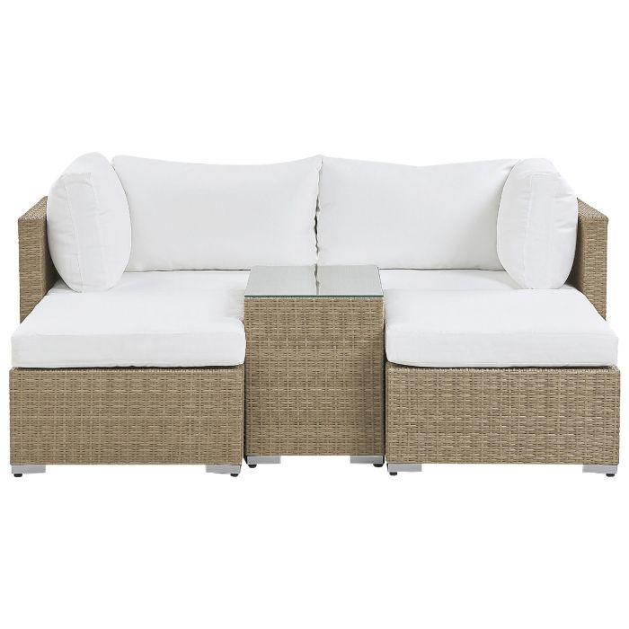 2 Seater PE Rattan Modular Garden Lounge Set Brown NOTO