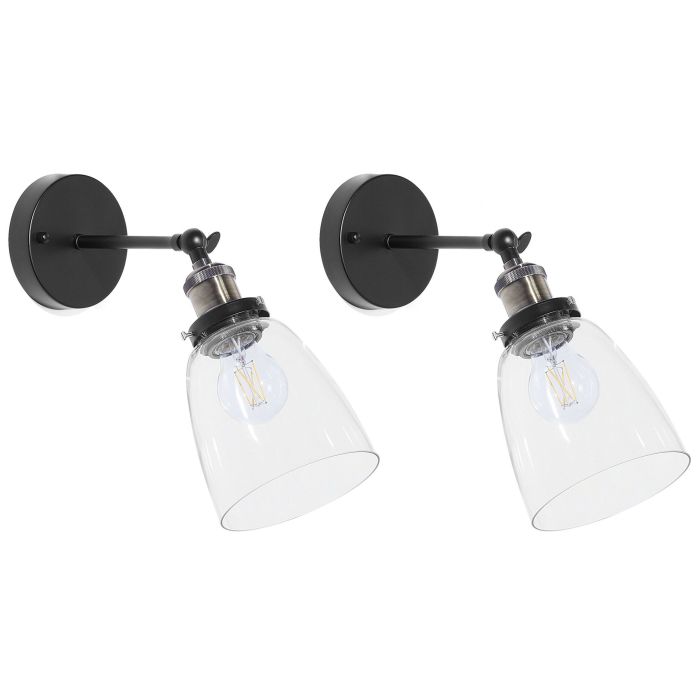 Set of 2 Glass Wall Lamp Transparent LOVAT