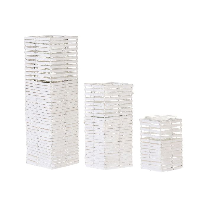Set of 3 Candle Holders White