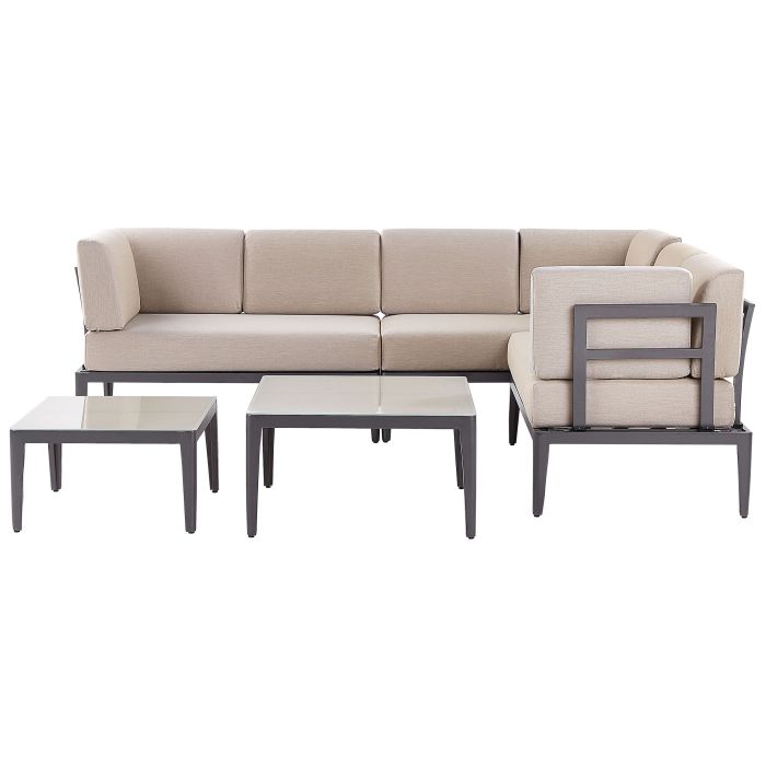 6 Seater Modular Garden Corner Sofa Set Beige RIMA III
