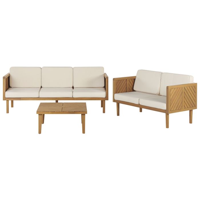 5 Seater Acacia Wood Garden Sofa Set with Coffee Table Light BARATTI