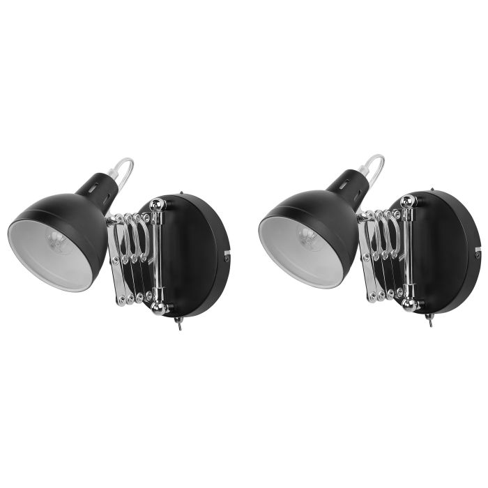 Set of 2 Wall Lamps Metal Black HARRINGTON