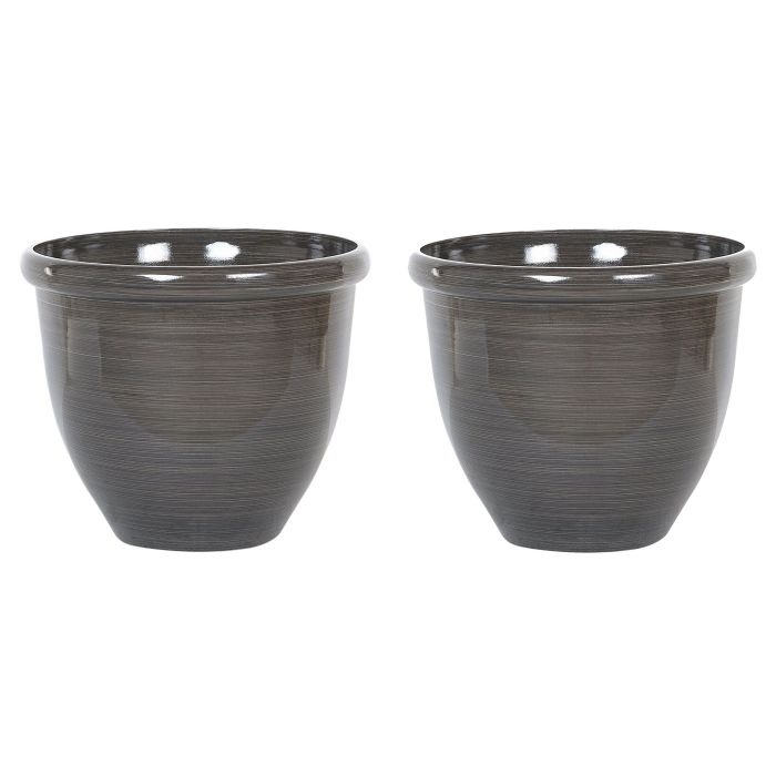 Set of 2 Plant Pots ⌀ 40 cm Brown TESALIA