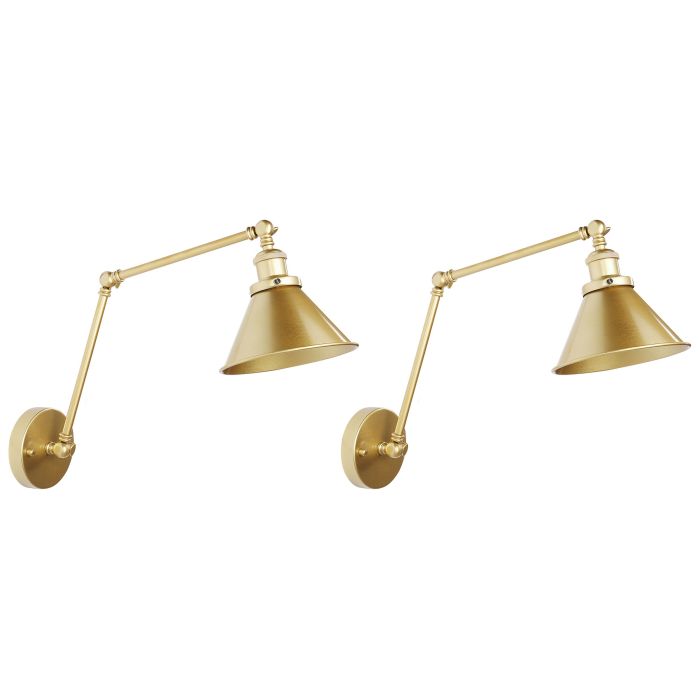 Set of 2 Metal Wall Lamps Gold NARVA