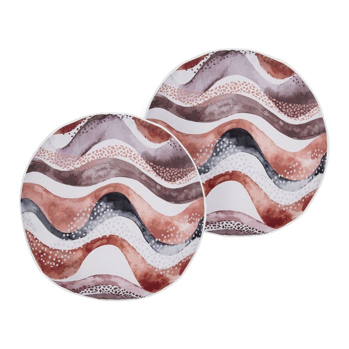 Set of 2 Outdoor Cushions Abstract Pattern ⌀ 40 cm Brown SEBORGA