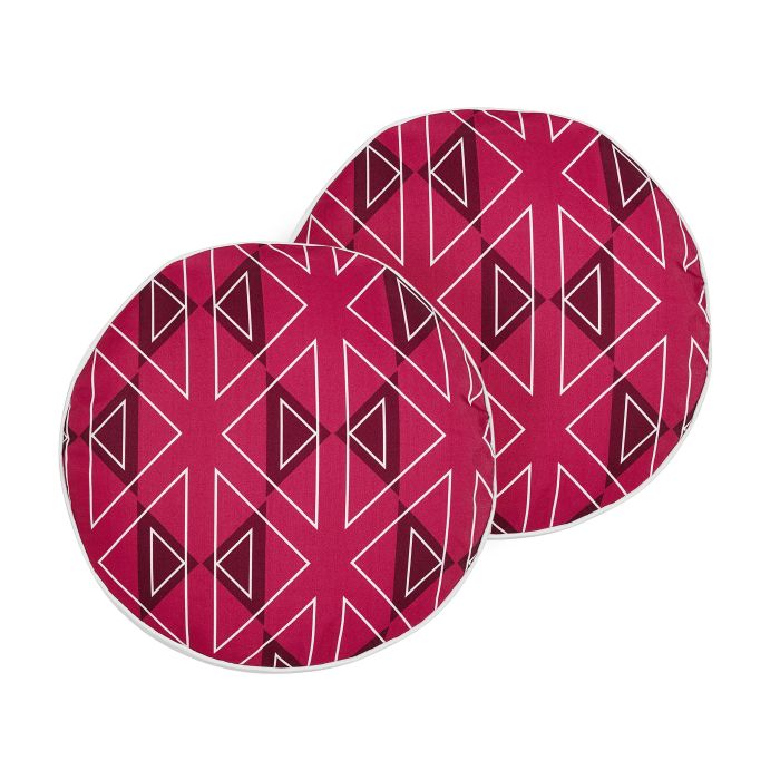 Set of 2 Outdoor Cushions Geometric Pattern ⌀ 40 cm Pink MEZZANO