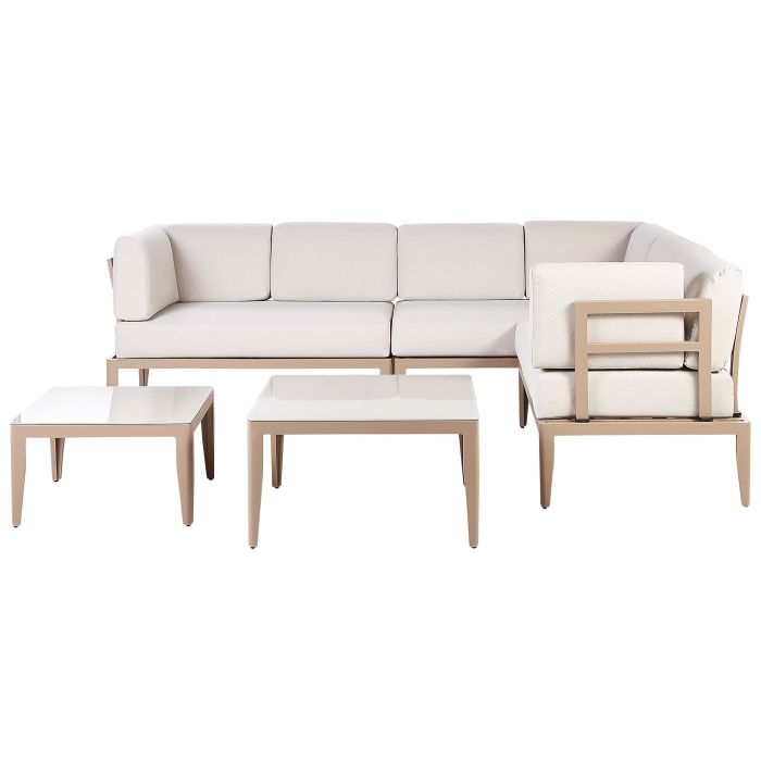 6 Seater Modular Garden Corner Sofa Set Light Beige RIMA III