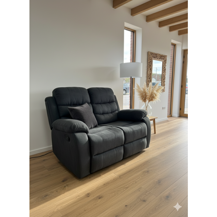 FAVARO Fabric 2 Seater Manual Recliner Sofa - Black