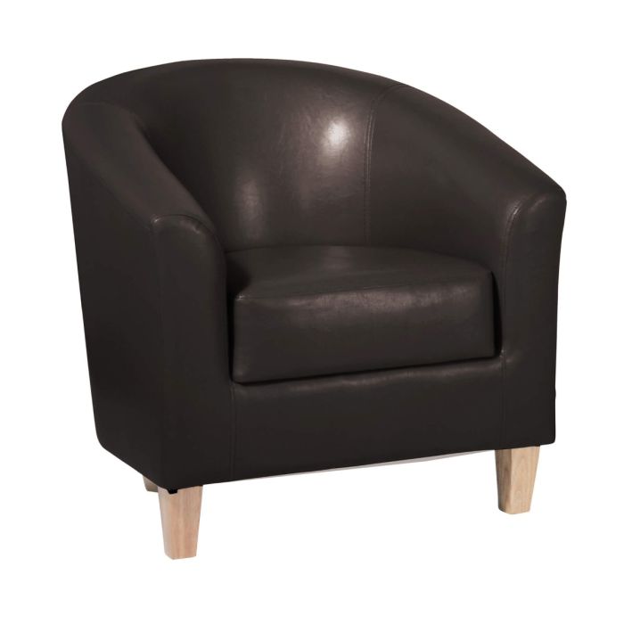 Bexhill Single Seater Faux Leather Sofa - Brown