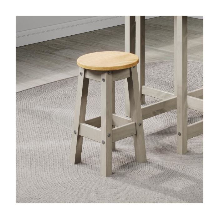 Ethans Round Set of 2 Breakfast Stools - Pine