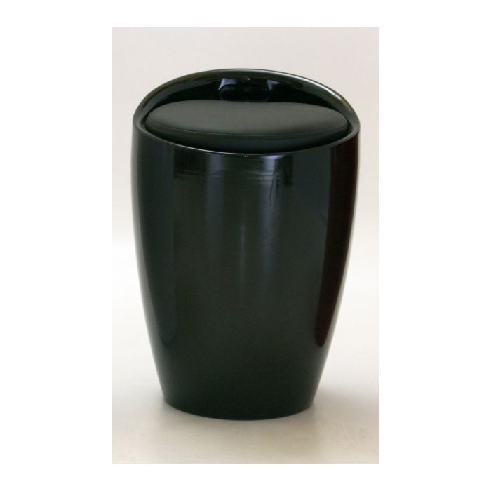 Melrose High Gloss Round Stool with Storage - Black