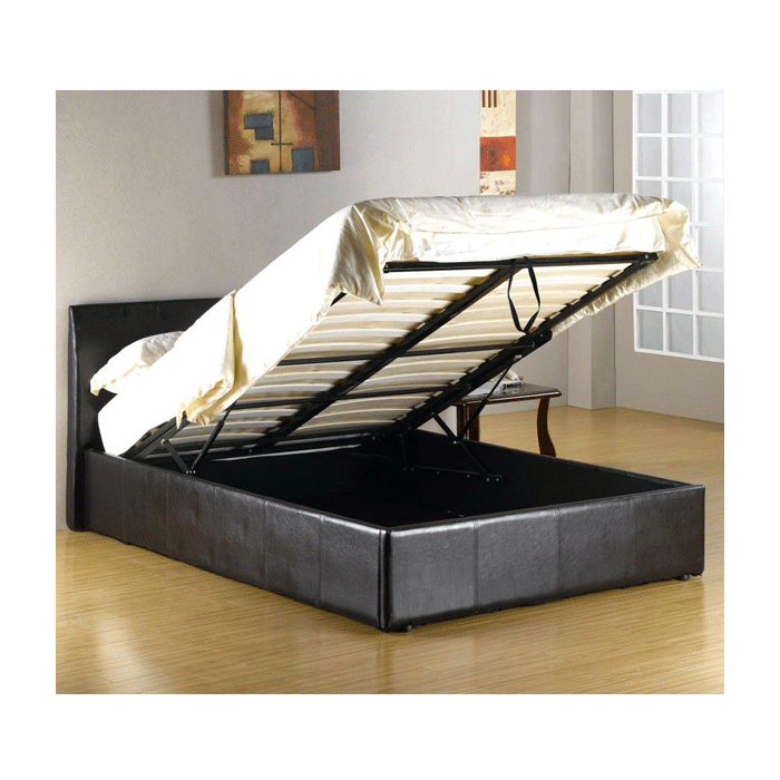 Luxury Redefined Purbeck Leather Effect High Headboard Ottoman Storage Bed Black - 3ft Single