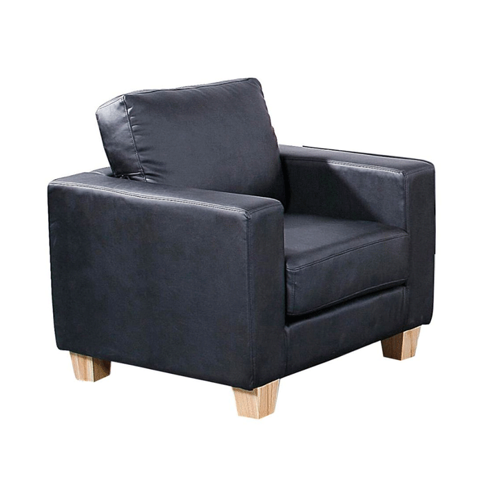 Buxton Chesterfield Single Seater Sofa Suite in PU Leather - Black