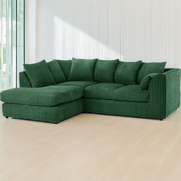 Desmond Jumbo Cord Corner Sofa - Green