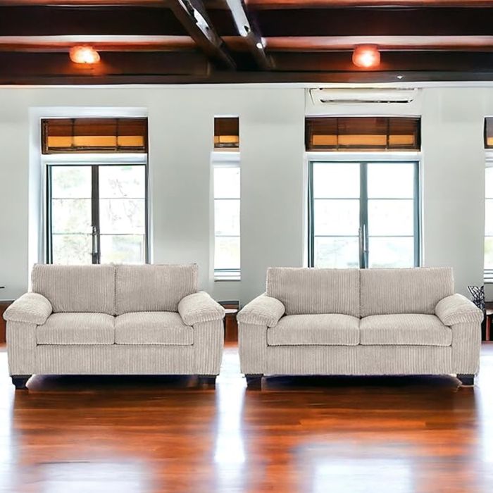 Sofa Set - CORDURA Full Back Jumbo Cord 3 Seater and 2 Seater Sofa Cream