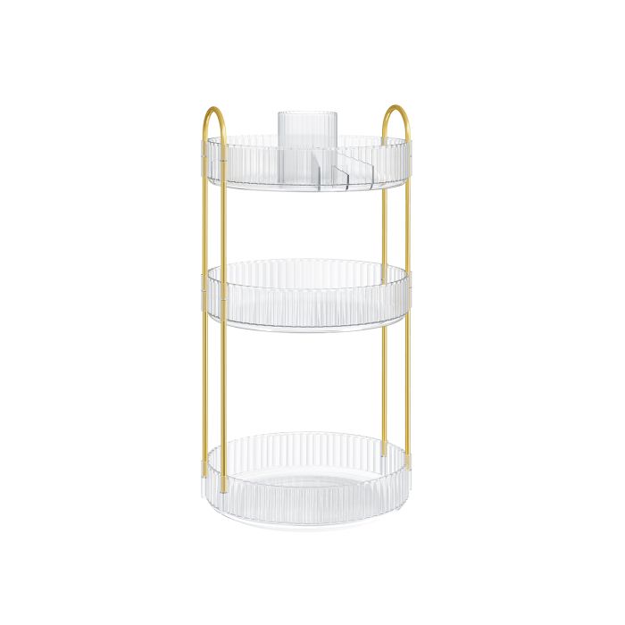 Makeup Organizer - LUMDA 3 Tier Rotating Organizer - Transparent Gold