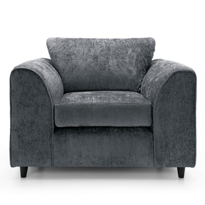 GILLIVER Crushed Chenille Fabric Armchair - Dark Grey