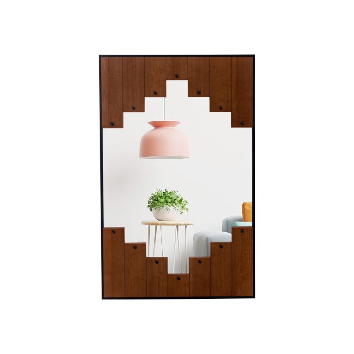 Decorative Rectangle Wall Mirror with Piano Key-Shaped Frame - Black