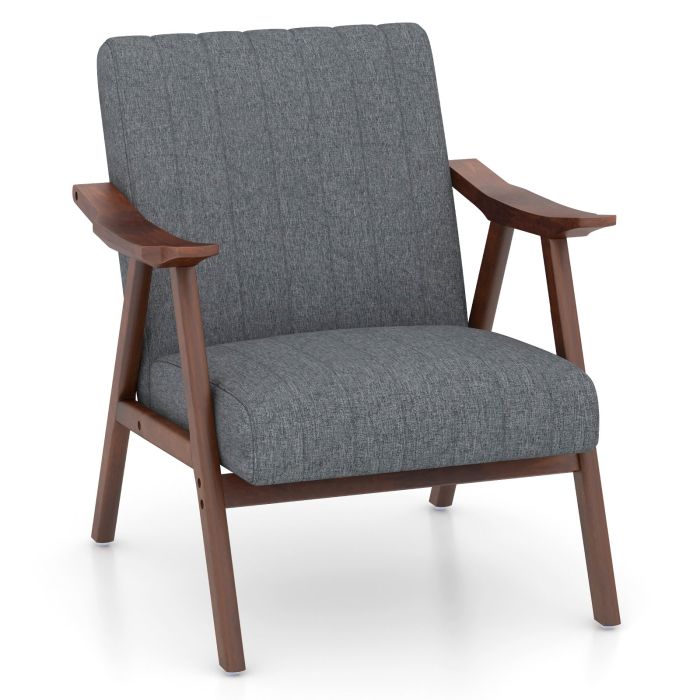 Sofa Chair - Modern Accent Chair with Armrests and Rubber Wood Frame-Light Grey