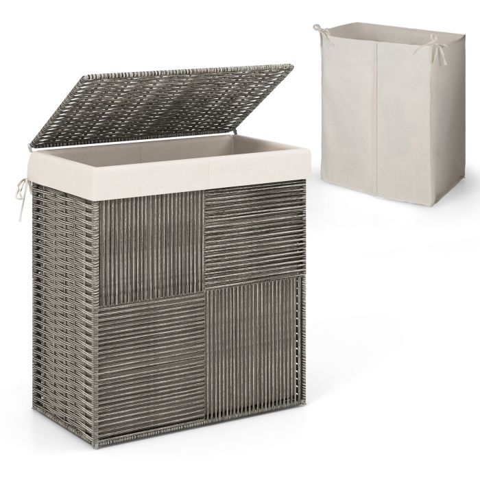Laundry Basket - 110L Laundry Hamper with Handles and Removable Liner Bag-Grey