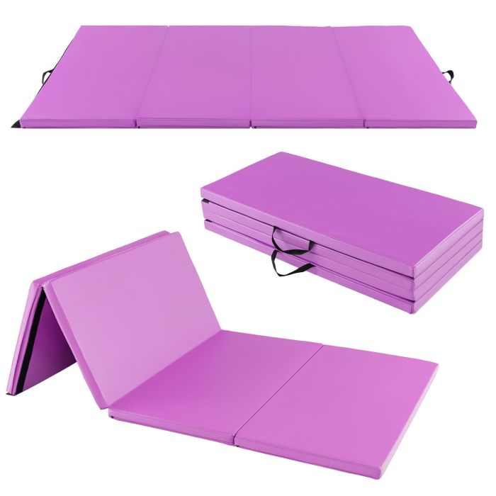 MORWICKE 240 x 116 x 5 cm Folding Soft Floor Mat with Carry Handles and Hook and Loop Fasteners-Purple