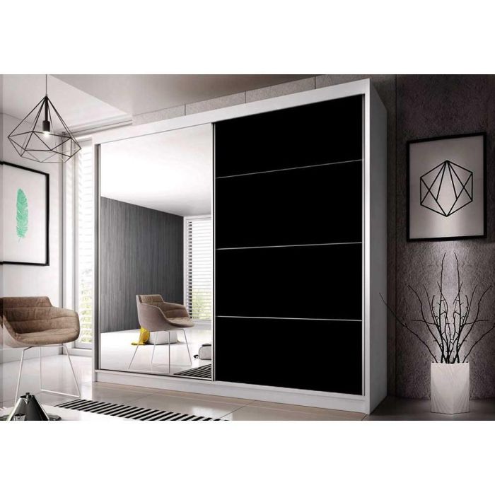 Malta-31 Sliding Mirror Door Wardrobe 233cm - White Matt