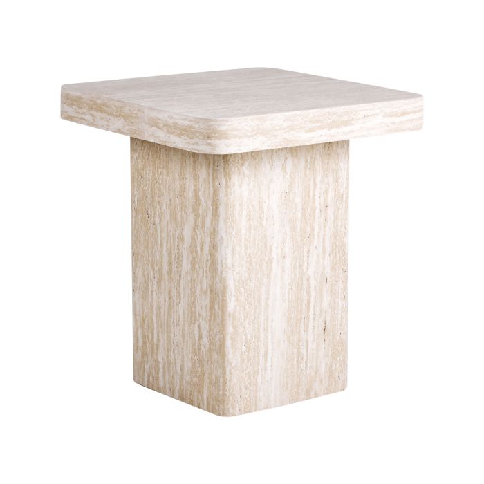 CROFTONMERE Side Table Travertine Effect - Beige