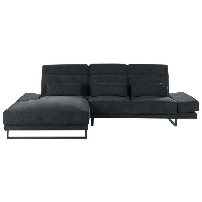 Right Hand Fabric Corner Sofa Black IKAST